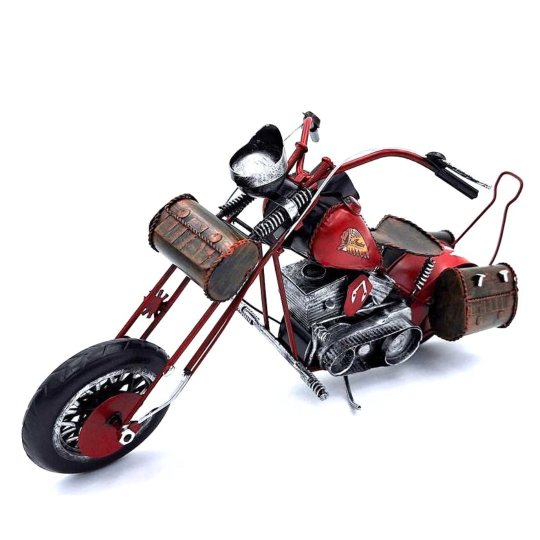 Model metalic mare de motocicletă clasică Chopper, în culoare roșie, cu posibilitate de personalizare prin gravură