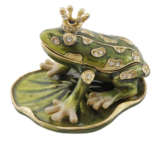 Cutiuță metalică exclusivistă, bogat decorată cu cristale - Broscuță - B0746-54