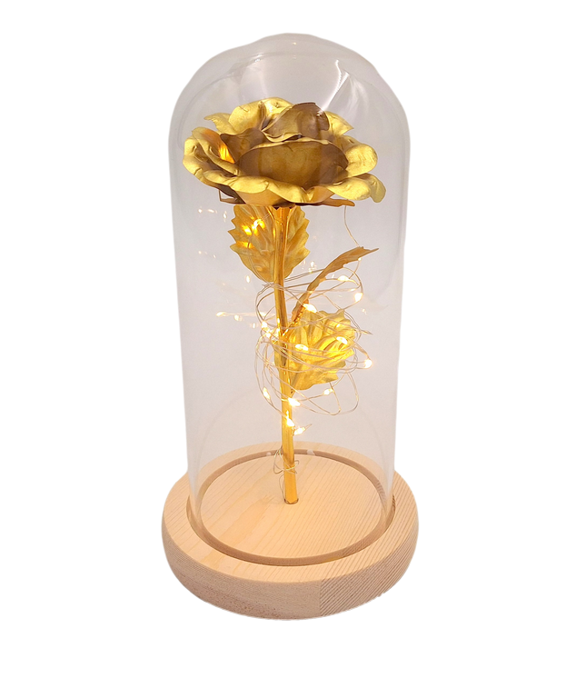 Lampă de veghe LED Trandafir, cu posibilitate de personalizare prin gravură, cadou romantic, înălțime 21,5 cm, lumină delicată, decorațiune ideală pentru dormitor