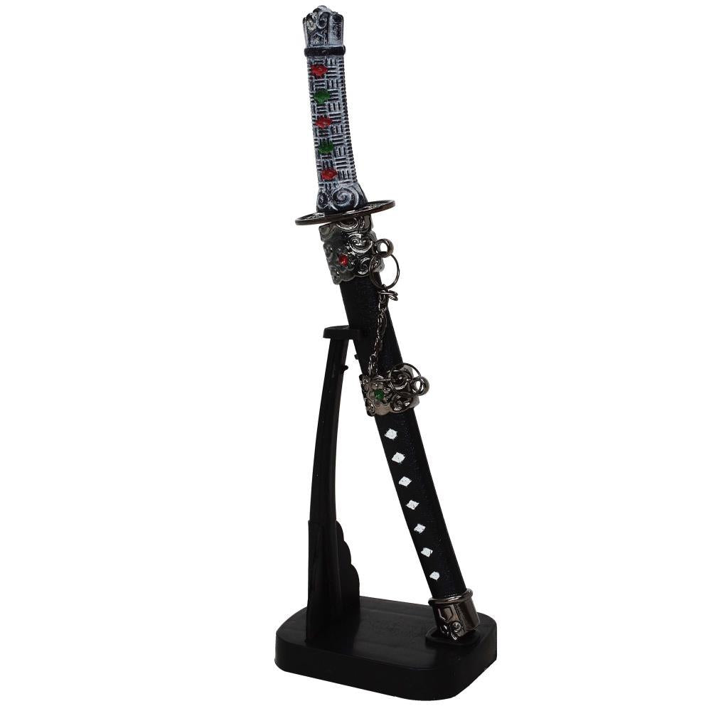 Cuțit de hârtie personalizat în formă de sabie de samurai, cu gravură pe suport, înălțime 21 cm