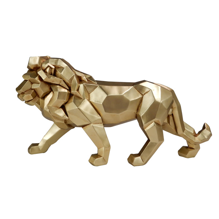 Figurină mare Leu auriu, 43cm, cu posibilitate de personalizare prin gravură - ornament elegant pentru cadou, polirășină de înaltă calitate, stil glamour modern