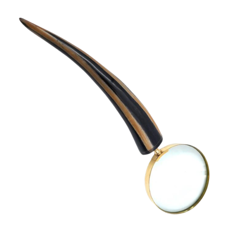 Elegancka Lupa do Czytania Retro z Mosiężną Oprawą i Rączką z Rogu Bawolego - Personalizowany Grawer - Idealny Prezent dla Seniora - Wysokiej Jakości Soczewka Powiększająca 3.5x w Stylu Vintage