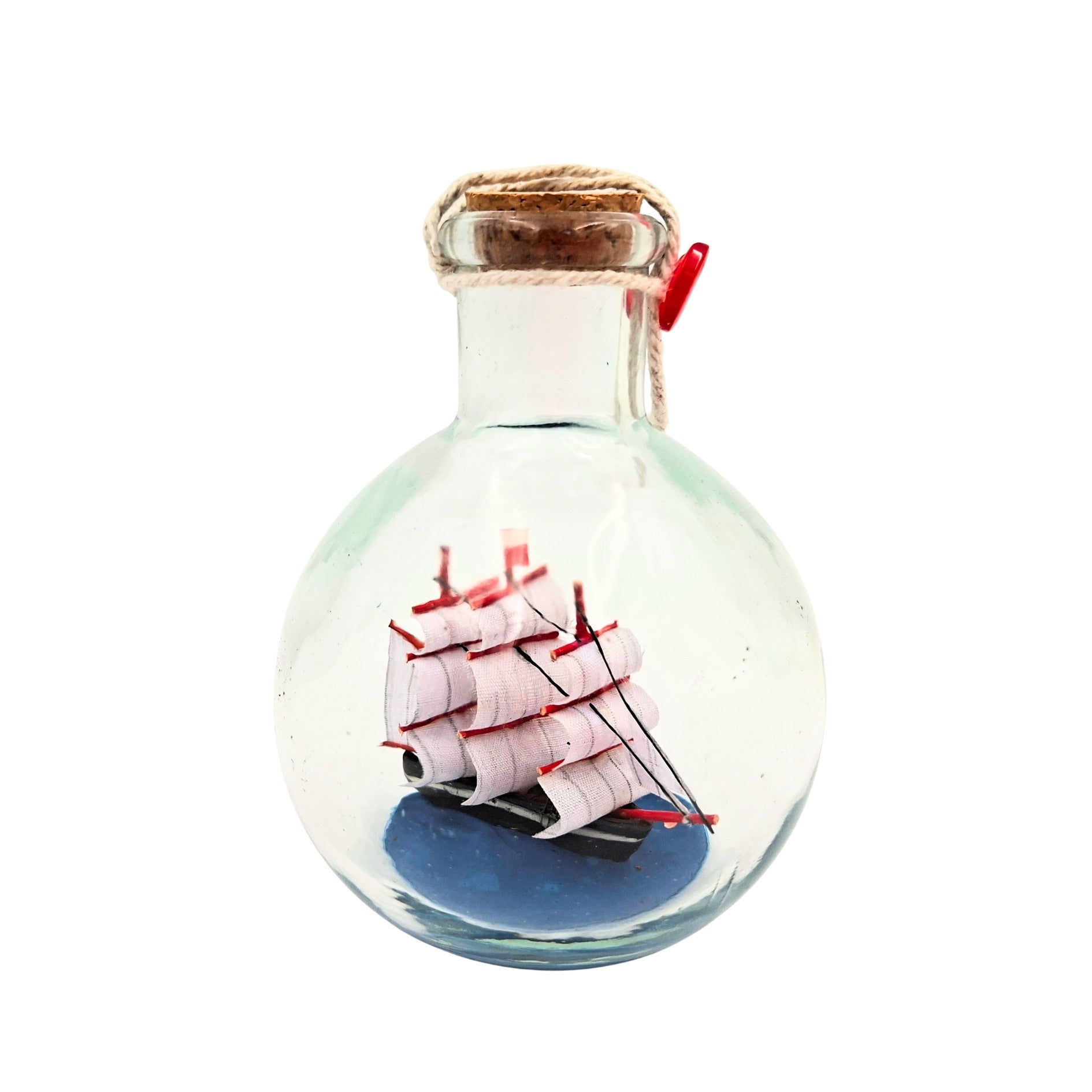 Navă în sticlă Rafandynka cu posibilitate de personalizare prin gravură – decorațiune marină clasică de 8,5 cm, cadou pentru pasionații de navigație