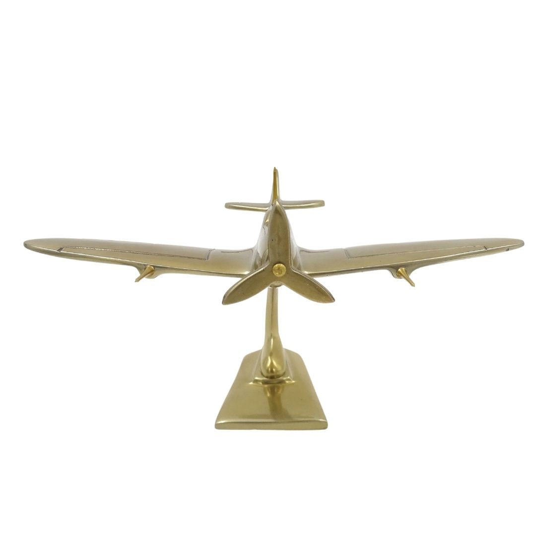 Model de avion de vânătoare Spitfire din aluminiu, în culoare aurie, personalizabil prin gravură