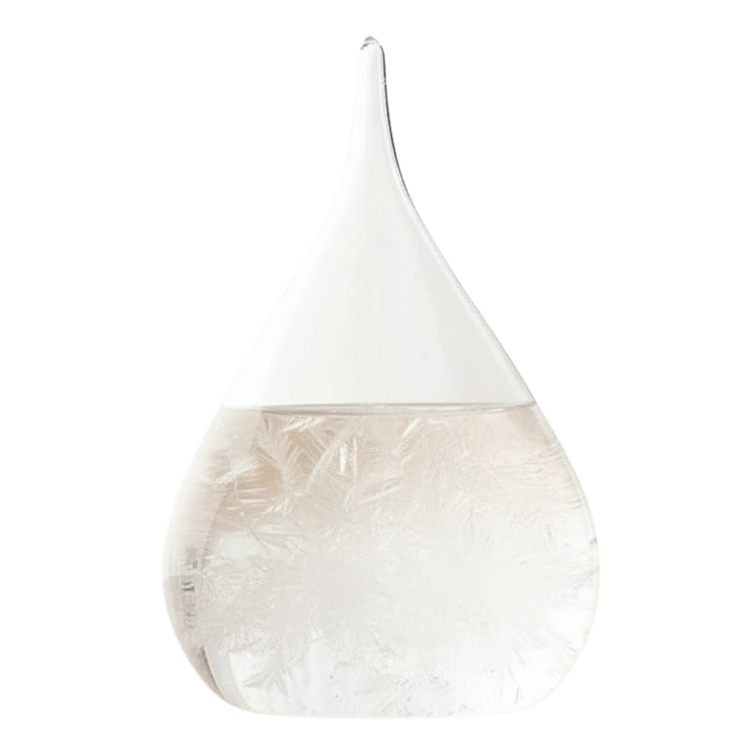 Barometru de furtună Fitzroy - Picătură Storm Glass cu posibilitate de personalizare prin gravură - cadou elegant în formă de picătură, înălțime 11 cm, recipient din sticlă cu cristale unice care reacționează la schimbările vremii
