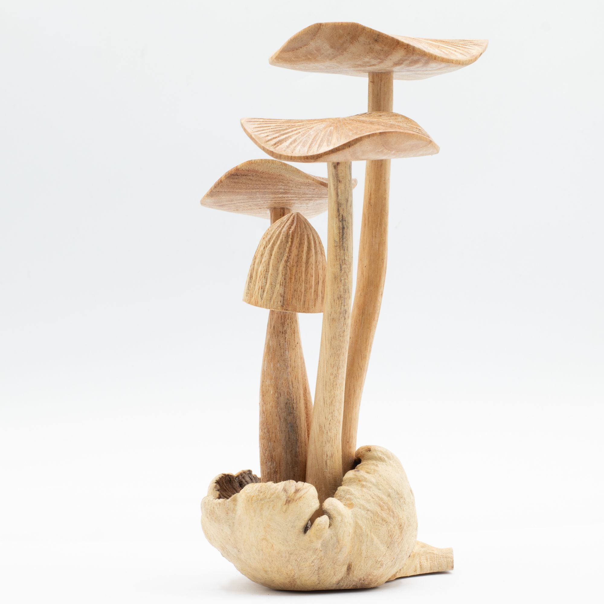 Ręcznie Rzeźbione Grzyby Leśne - Zestaw 4 Dużych Grzybów z Naturalnego Drewna, Idealne na Prezent - Wysokość 14 cm, Unikalny Styl Rustykalny, Doskonałe do Dekoracji Wnętrz
