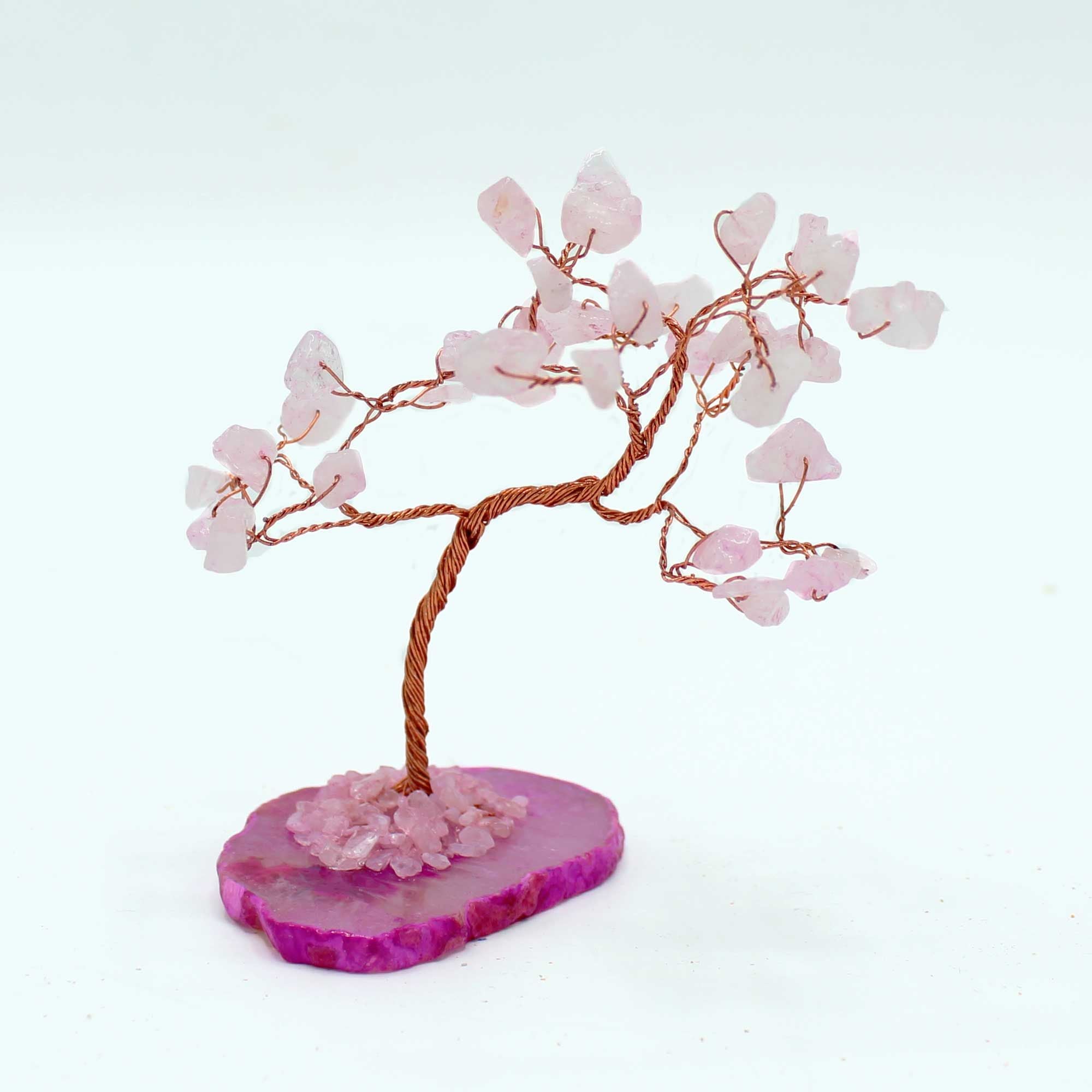 Copăcel magic din pietre de cuarț roz pe bază de agat roz