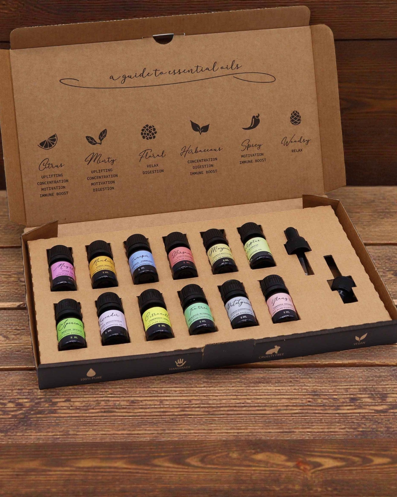 Trezirea de primăvară a naturii – Set de lux cu 12 uleiuri esențiale de 5 ml cu picurătoare