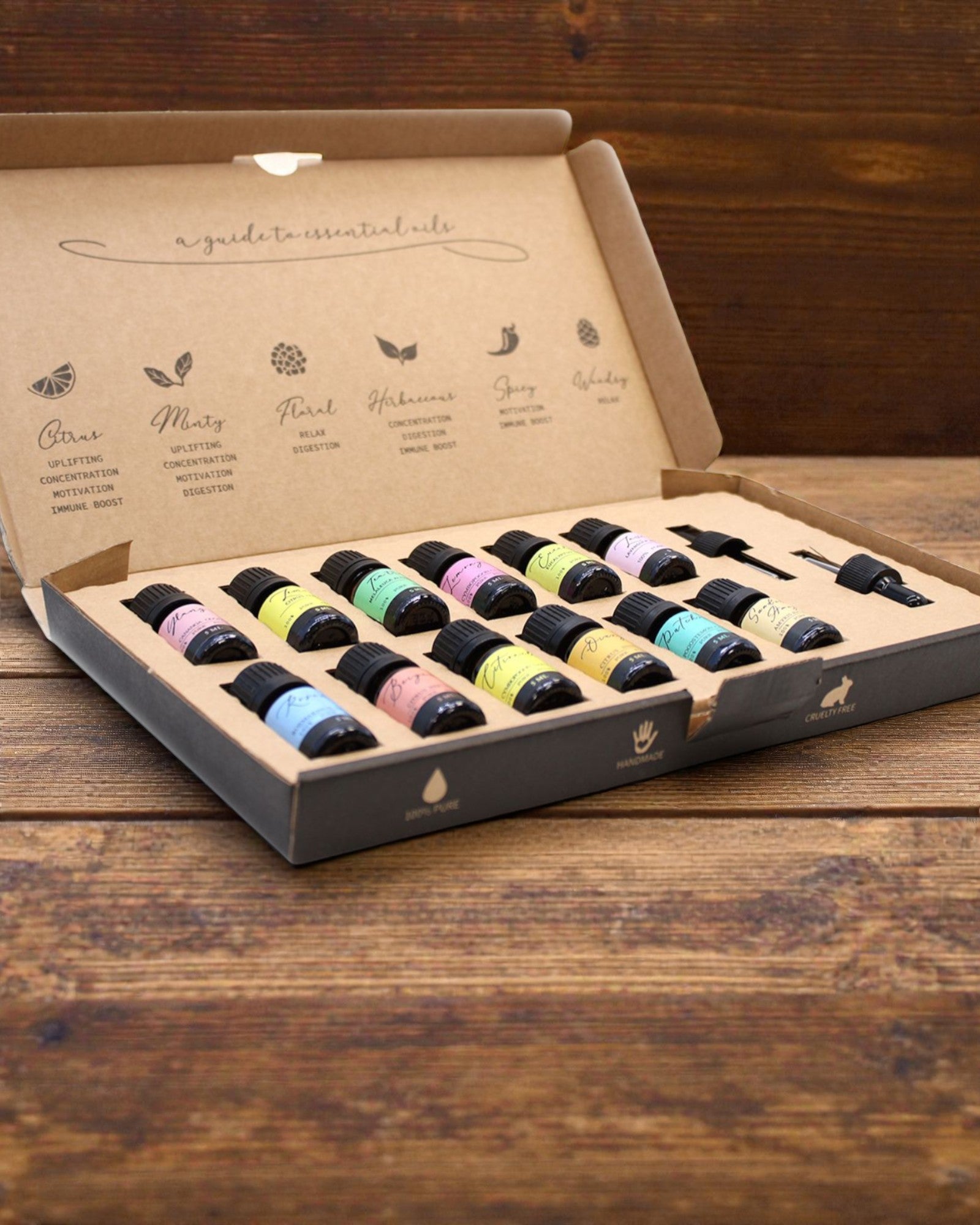 Esența Lumii – set de lux cu 12 cele mai populare uleiuri eterice 5 ml cu pipete