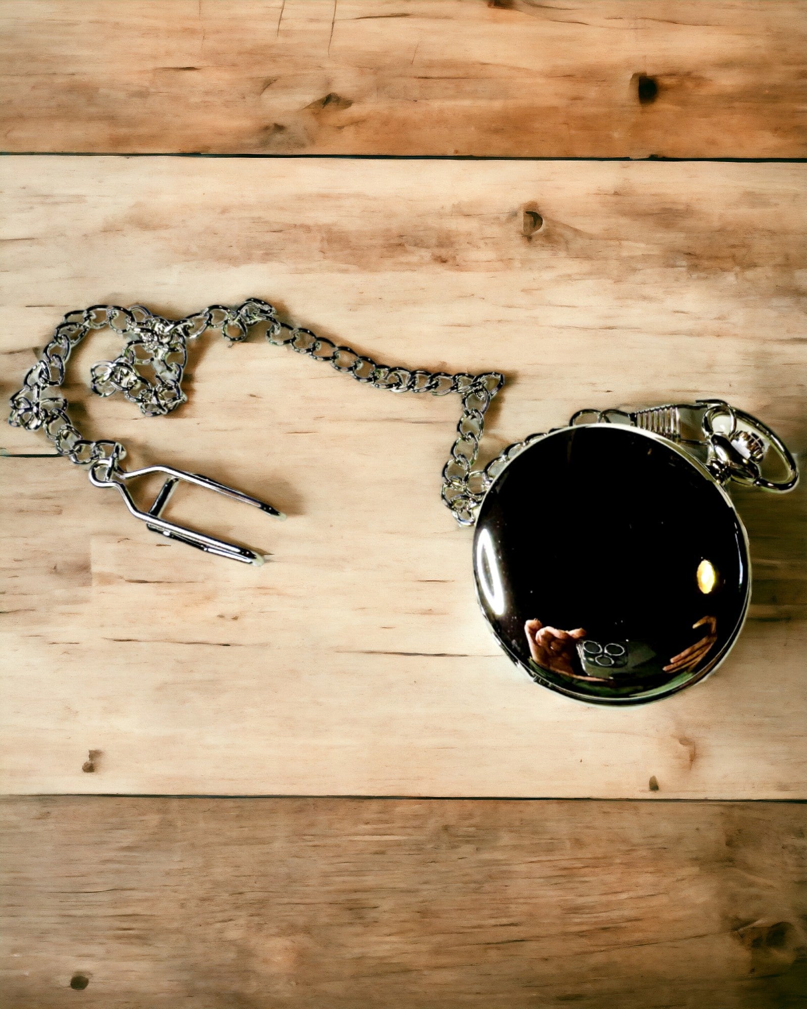 Ceas de buzunar clasic cu cifre romane și lanț, cu mecanism cu cuarț, strălucire de oțel - culoare argintie