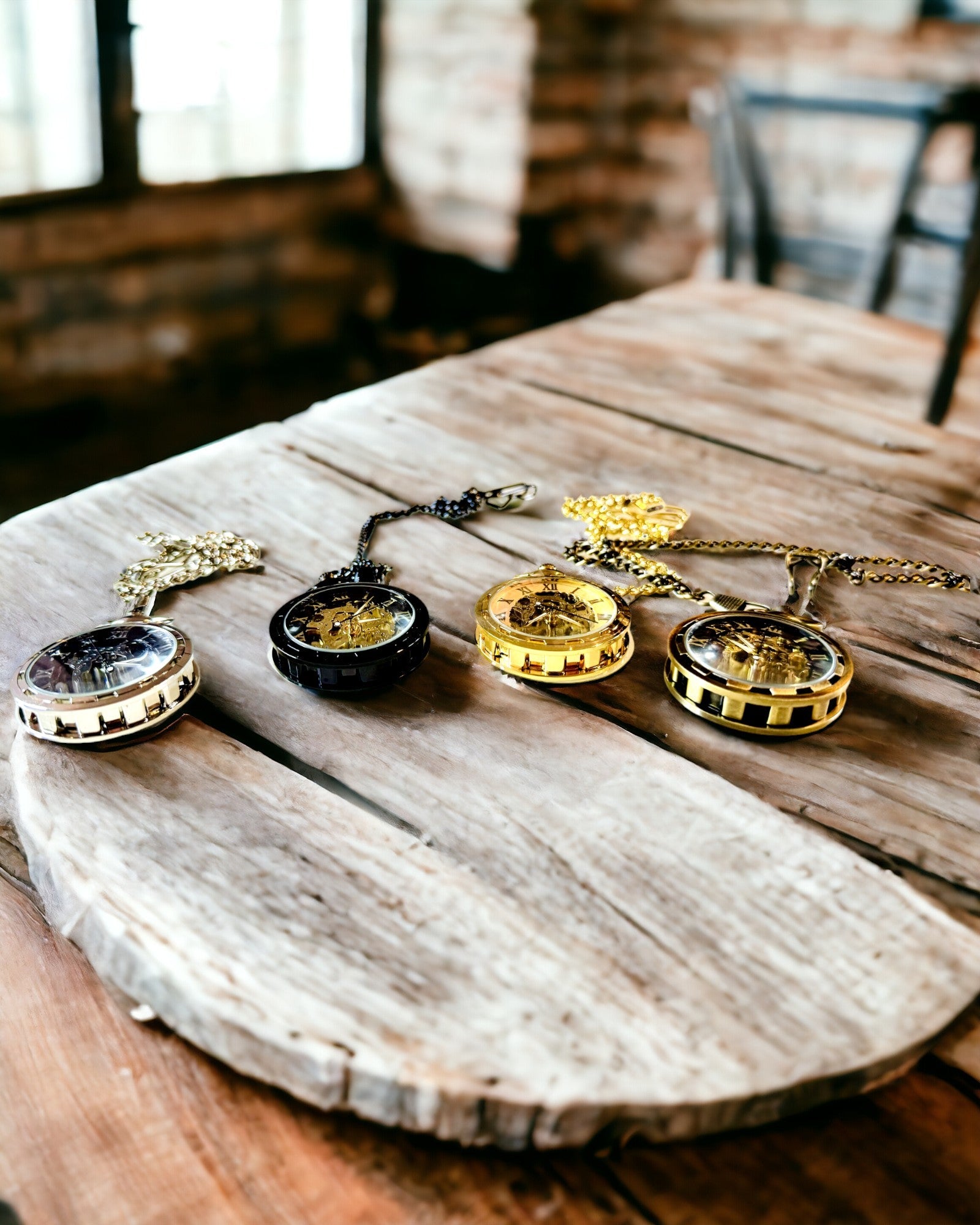 Ceas de buzunar mecanic în stil retro, rezistent la apă, semi-automat - culoare neagră - ideal pentru cadou, gravură