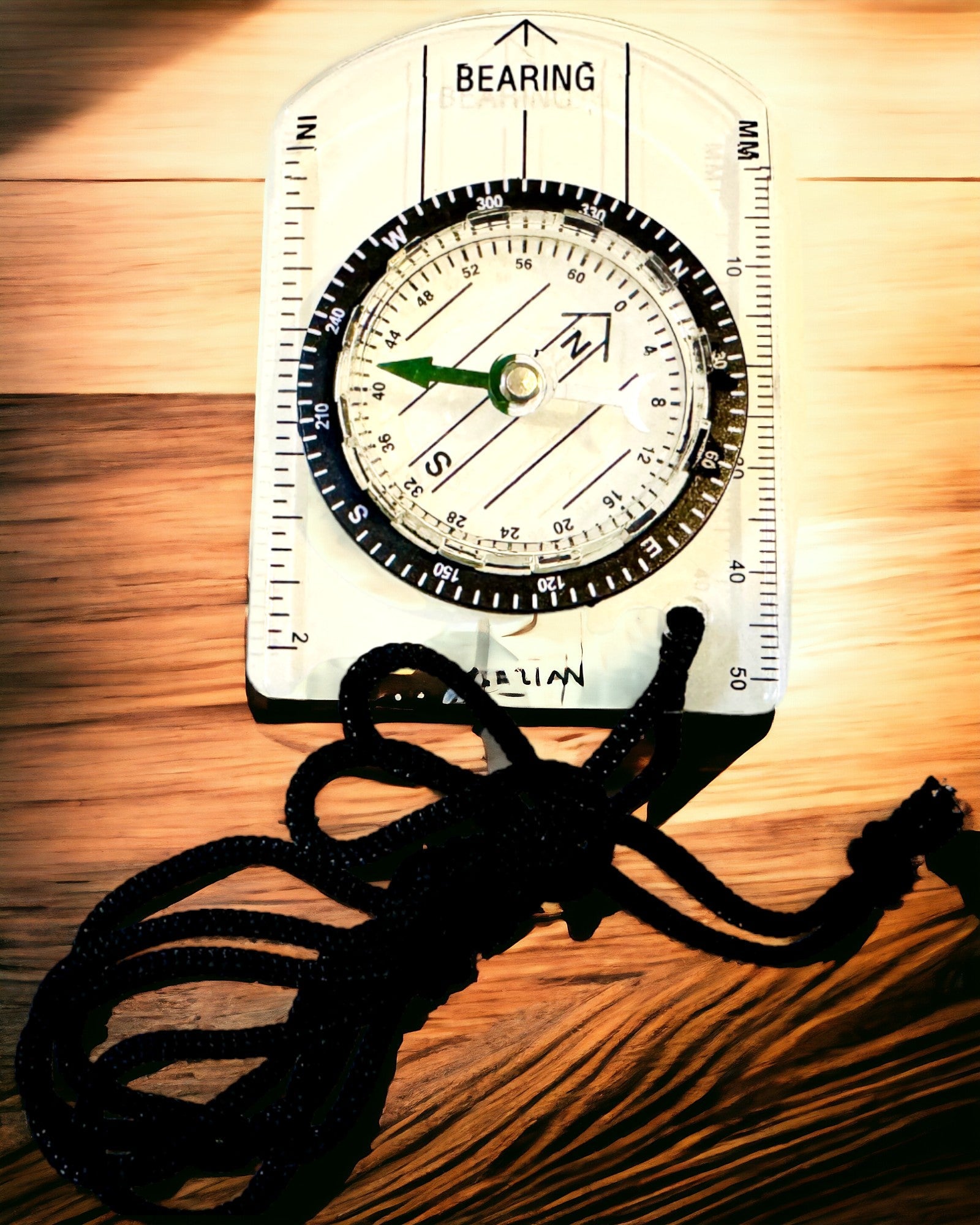 Busolă turistică „Przewodnik Awanturnika” - Transparentă, Mini Acrilică cu Sfoară de Agățat și Scară de Hartă, cu gravură