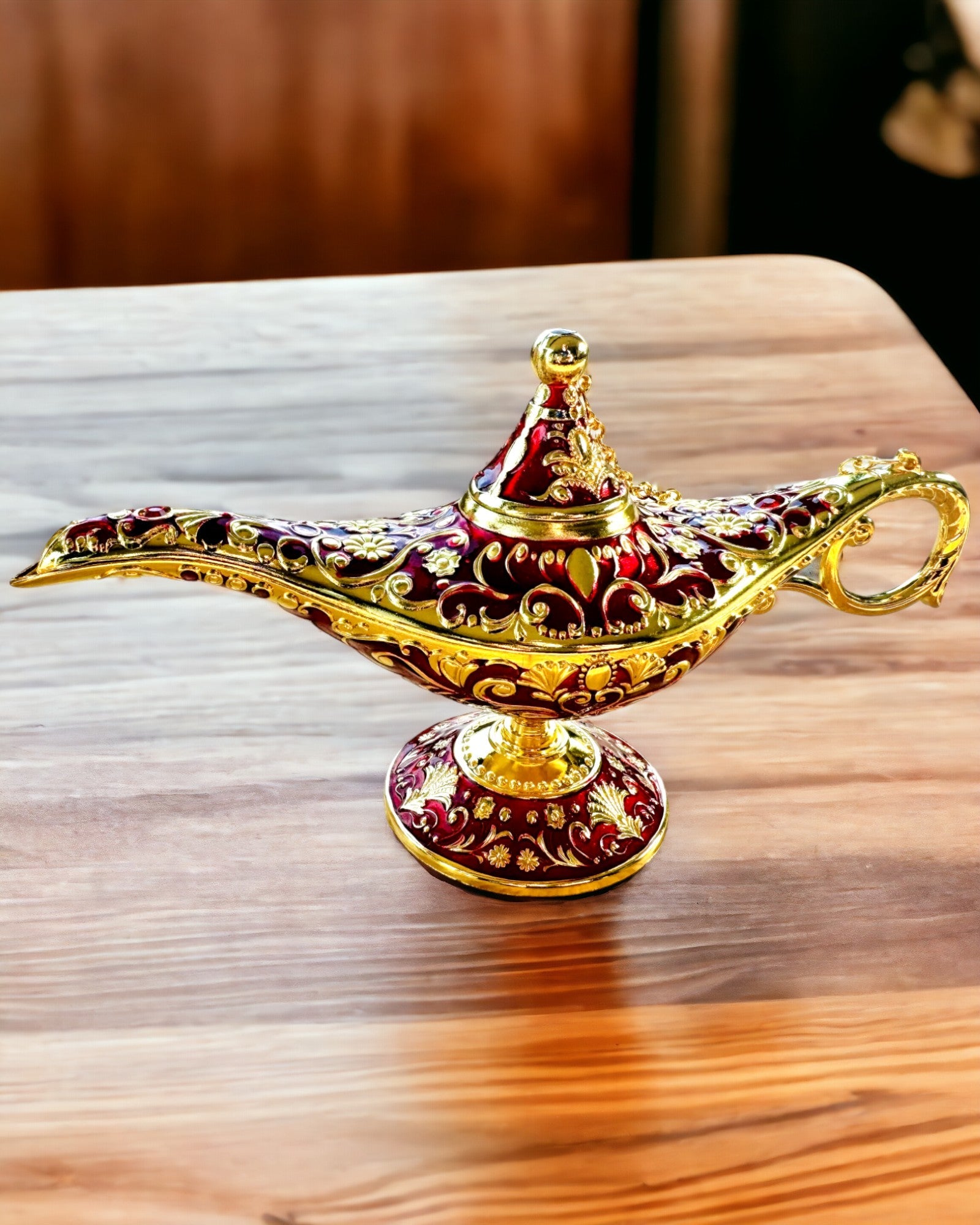 Lampa Magică a lui Aladin cu Opțiune de Gravare - Variantă Bordo, împletită cu auriu