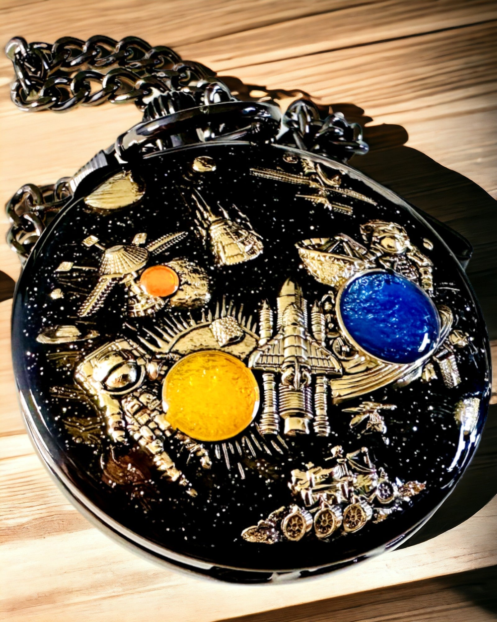 Ceas de buzunar "Astrum Temporis" - Ramă neagră. Posibilitate de personalizare cu gravură