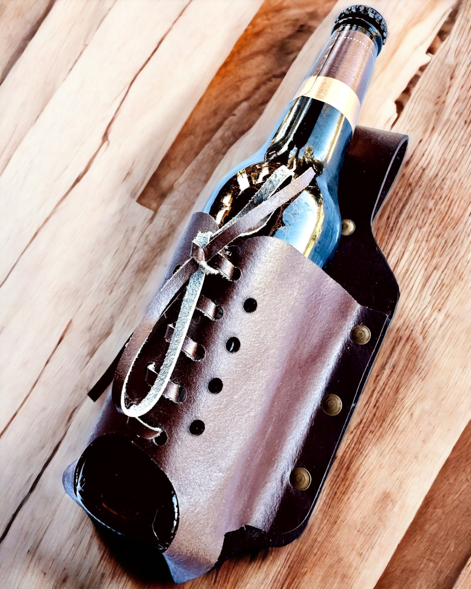 Husă din piele pentru sticlă "LeatherCraft Elegance" - posibilitate de personalizare