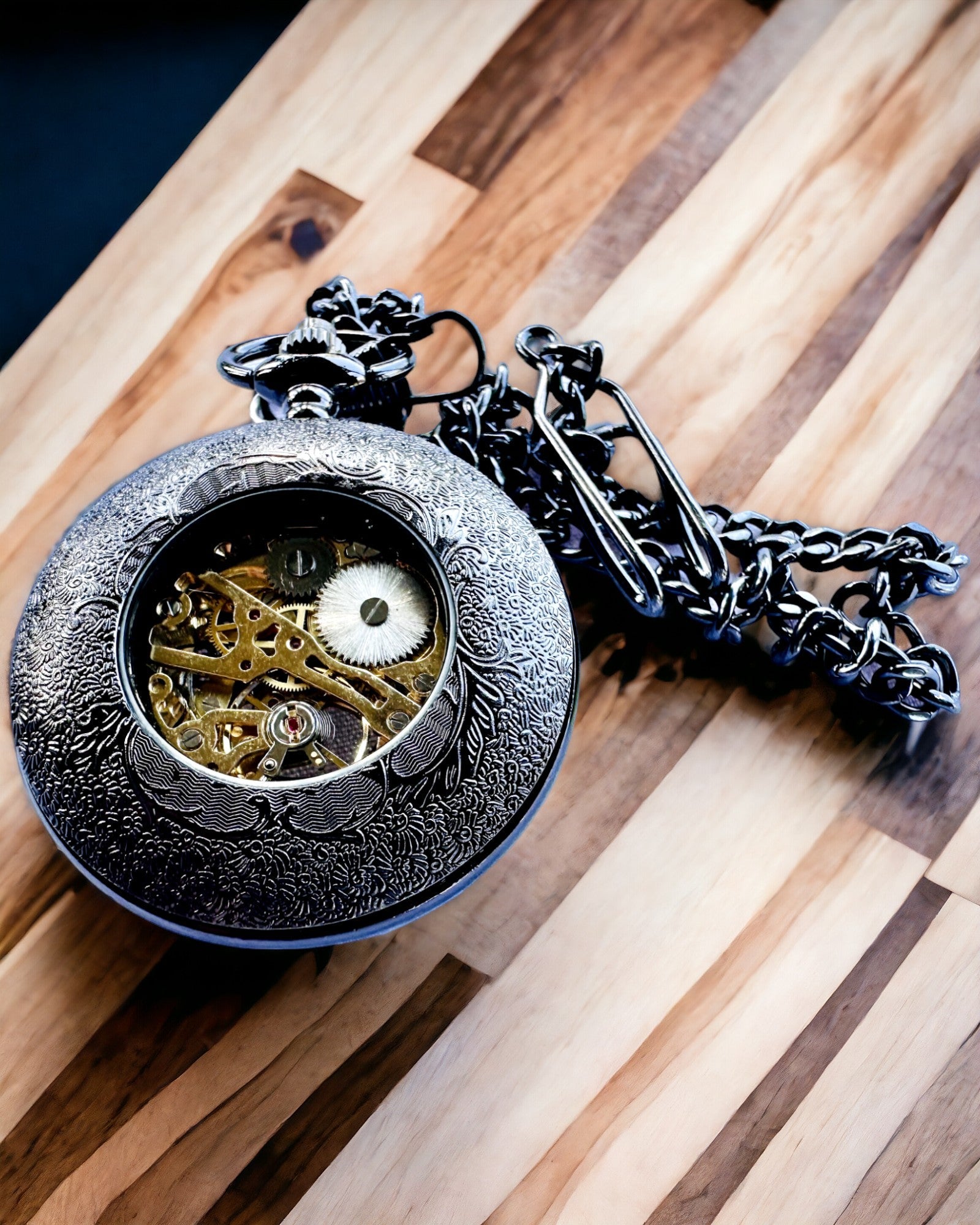 Ceas de buzunar „Eterna Eleganță”, cadou personalizat, gravură. Culoare neagră