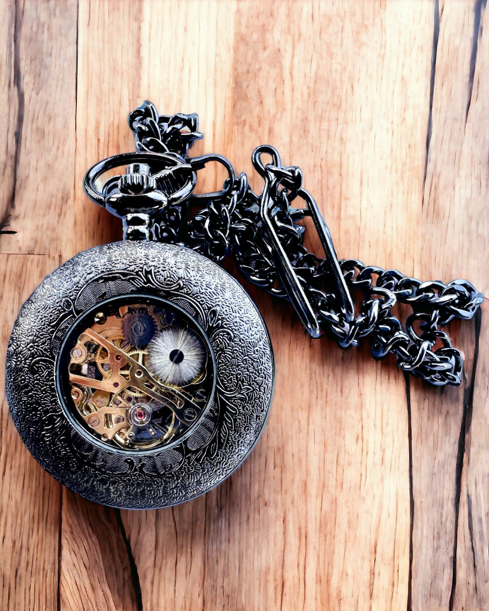 Ceas de buzunar „Eterna Eleganță”, cadou personalizat, gravură. Culoare neagră