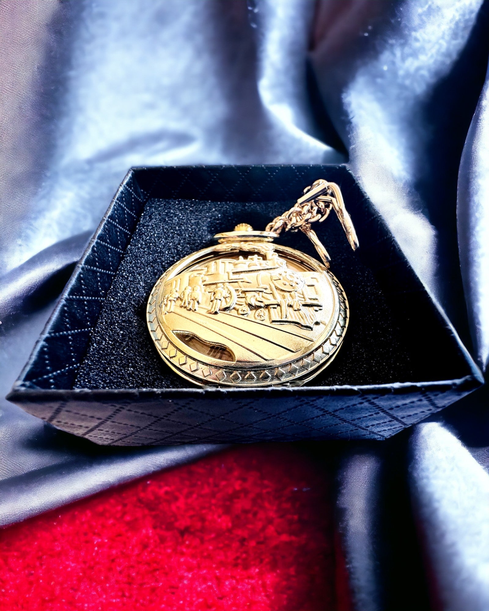 Ceas de buzunar „Imperialny Pociąg”, posibilitate de personalizare cu gravură, culoare aurie