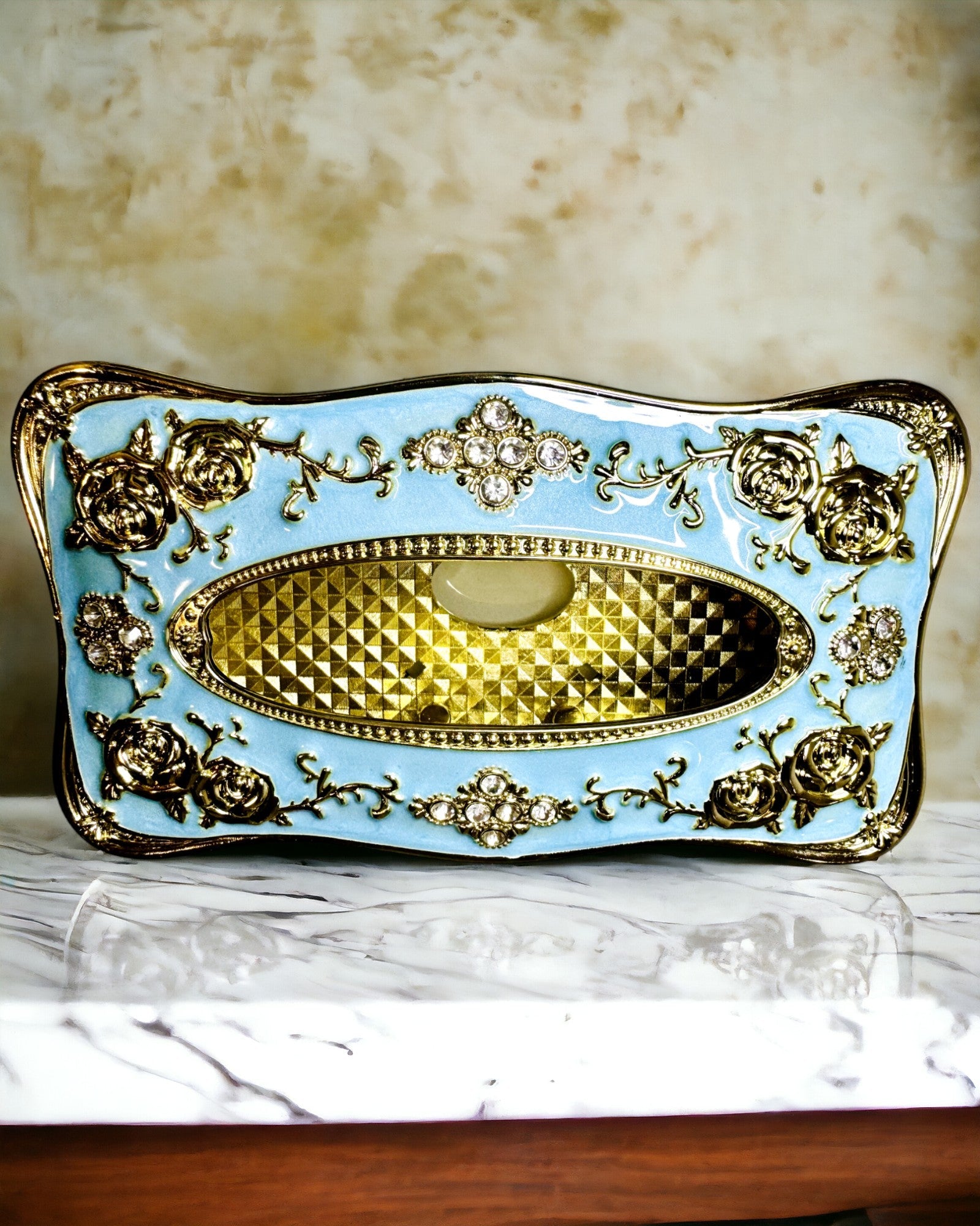 Cutie de Lux pentru Șervețele cu Model Reliefat de Trandafir și Mânere Elegante