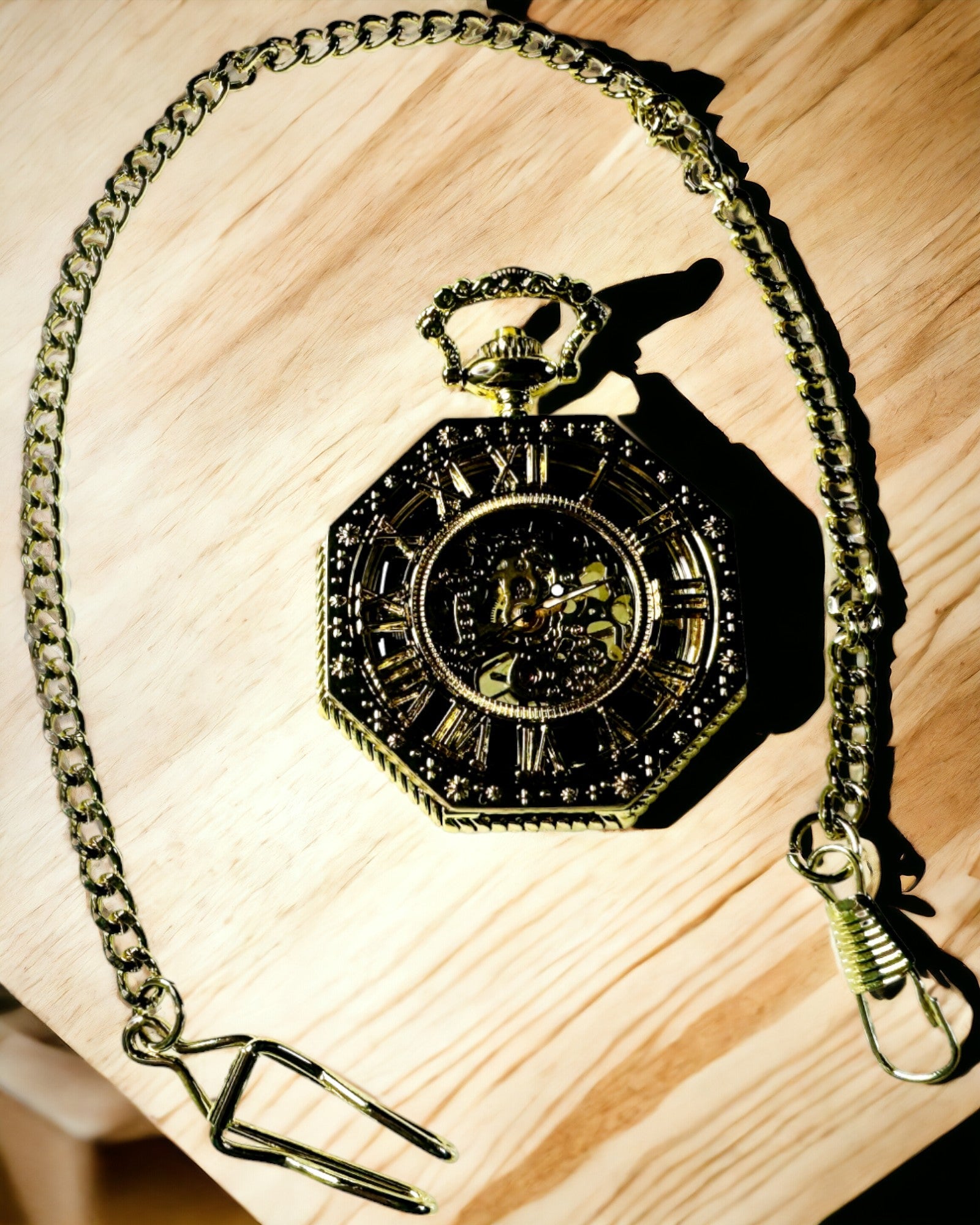 Ceas de Buzunar Exclusivist în Stil Steampunk cu Mecanism Vizibil pe Cadran - Eleganță Clasică