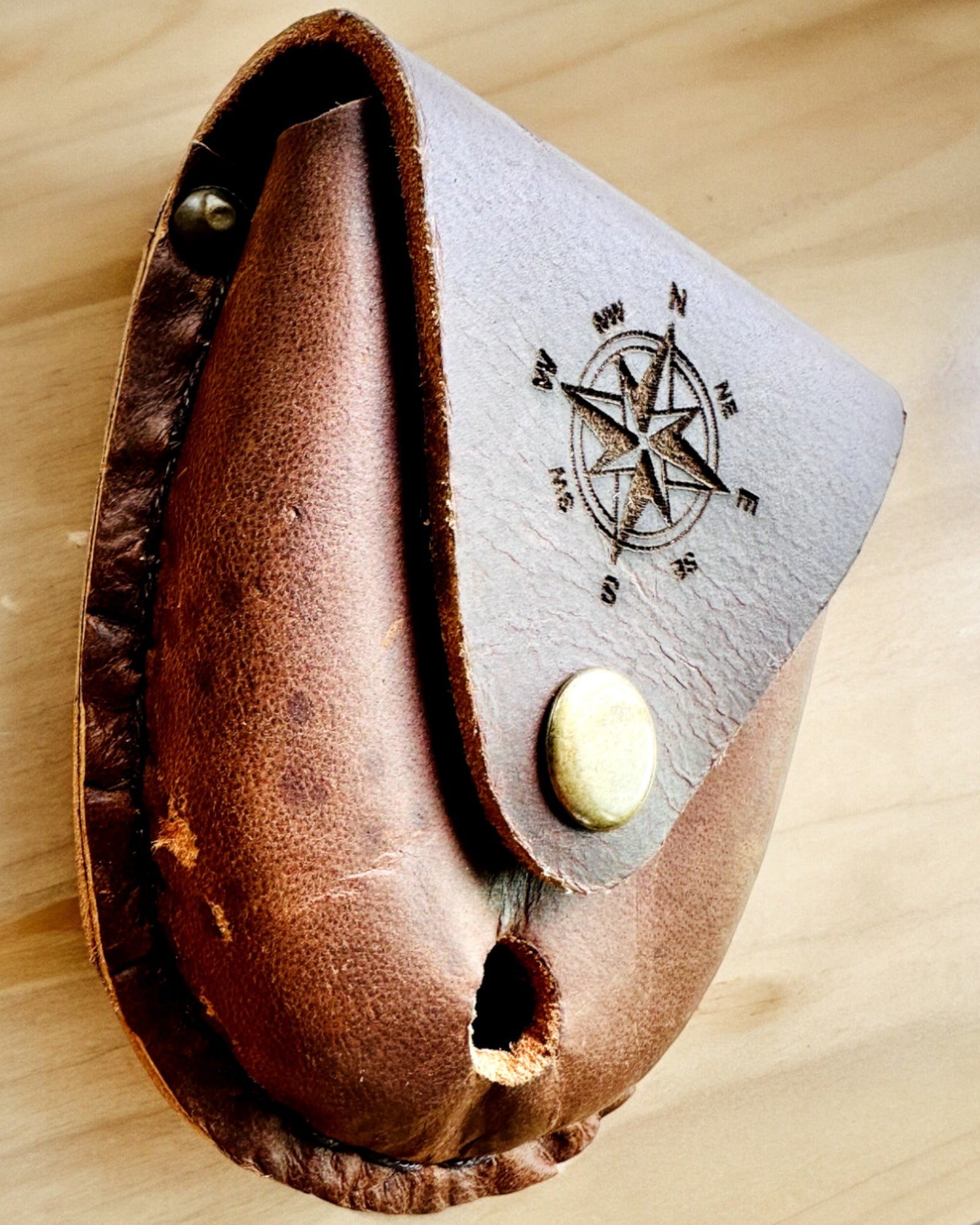 Etui din piele „Odkrywca” - pentru busolă compactă sau ceas de buzunar - posibilitate de personalizare cu gravură