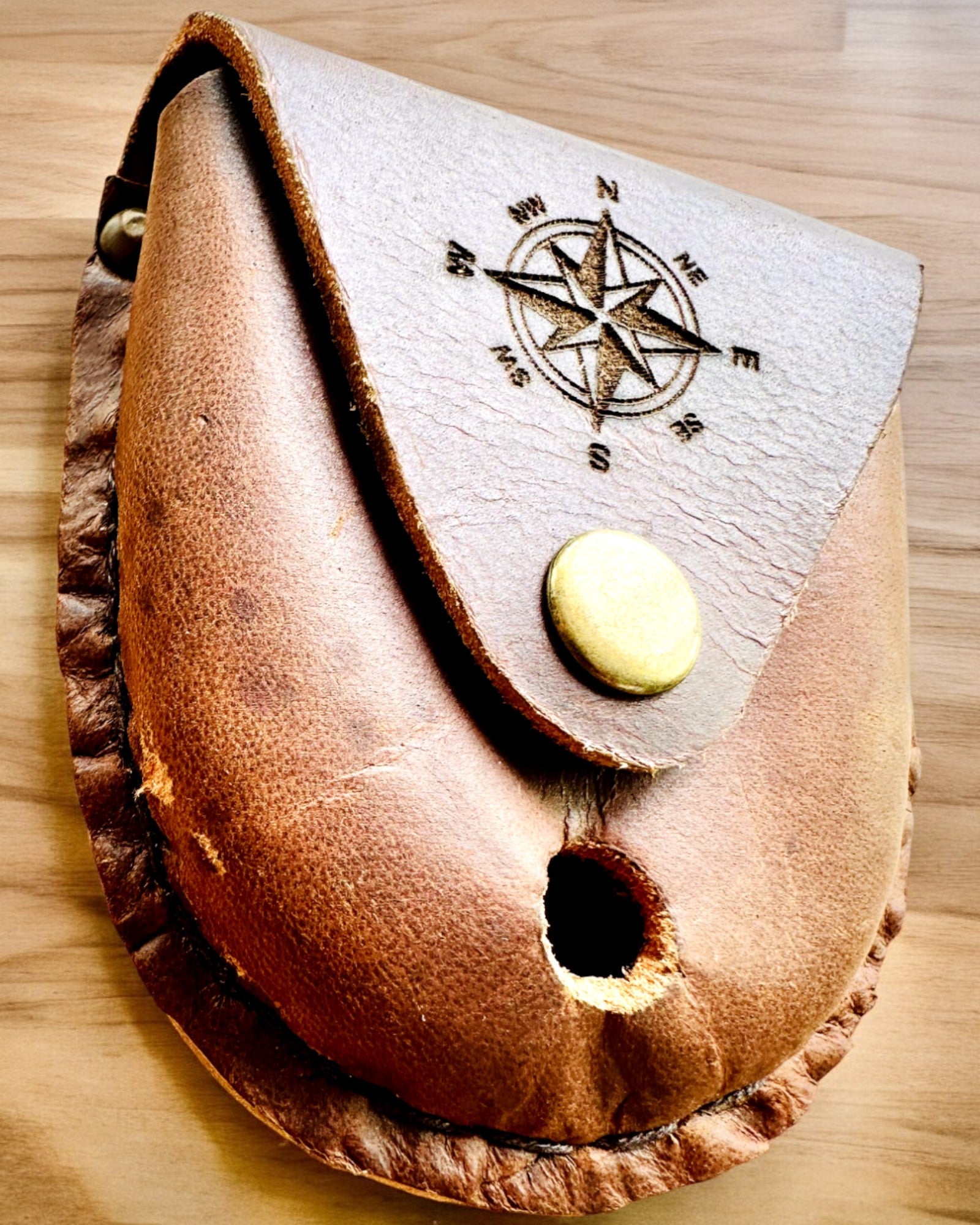 Etui din piele „Odkrywca” - pentru busolă compactă sau ceas de buzunar - posibilitate de personalizare cu gravură