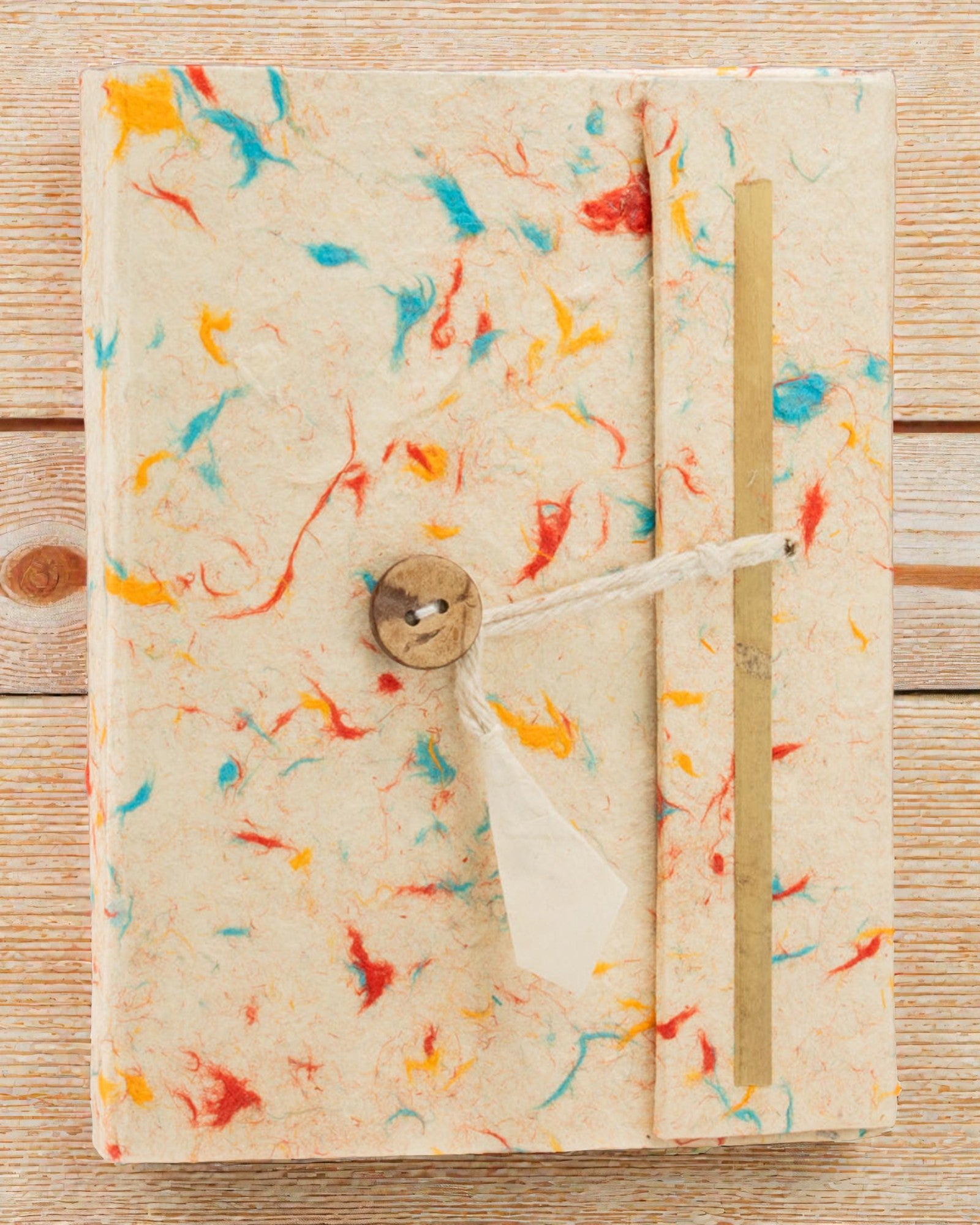 Lokta Șoaptă de culoare din bumbac – caiet de notițe realizat manual 15 × 12 cm, 45 de file, bumbac multicolor