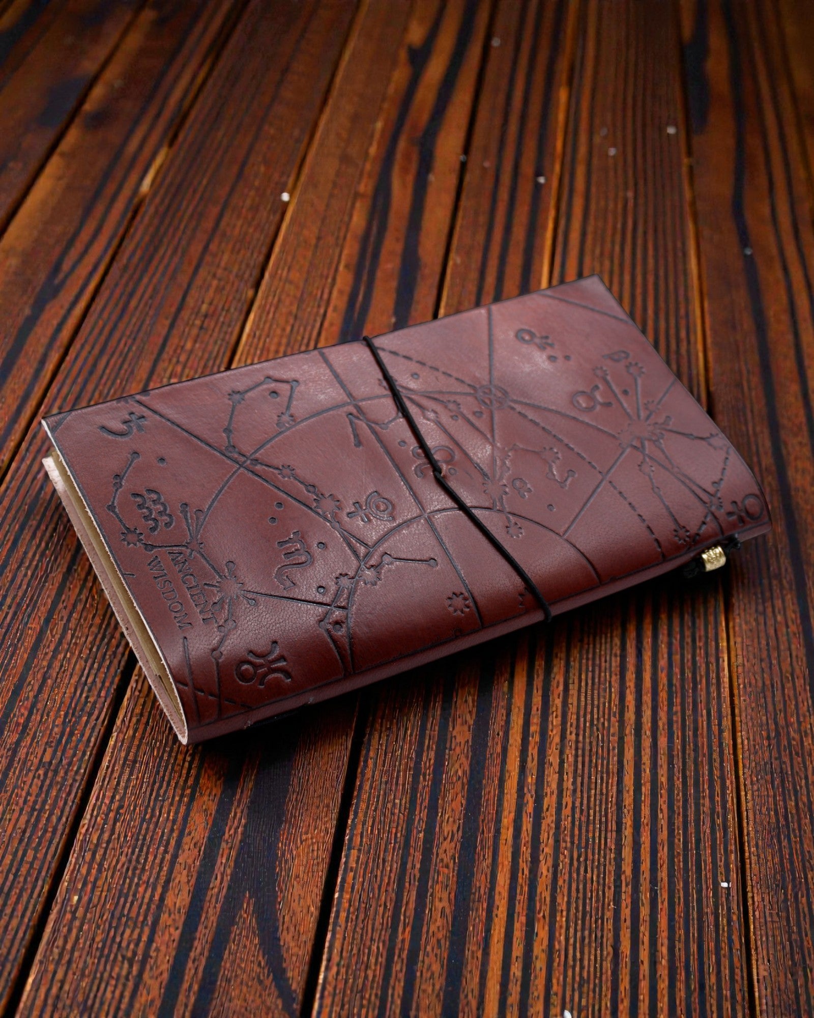 Jurnalul meu pentru lista dorințelor – caiet din piele maro, lucrat manual 22 × 12 × 1,5 cm, 80 de pagini