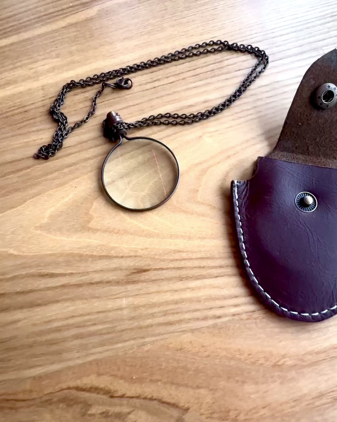Aspect Vintage - Lentilă de Sticlă cu Lupă cu Etui din Piele, posibilitate de personalizare cu gravură