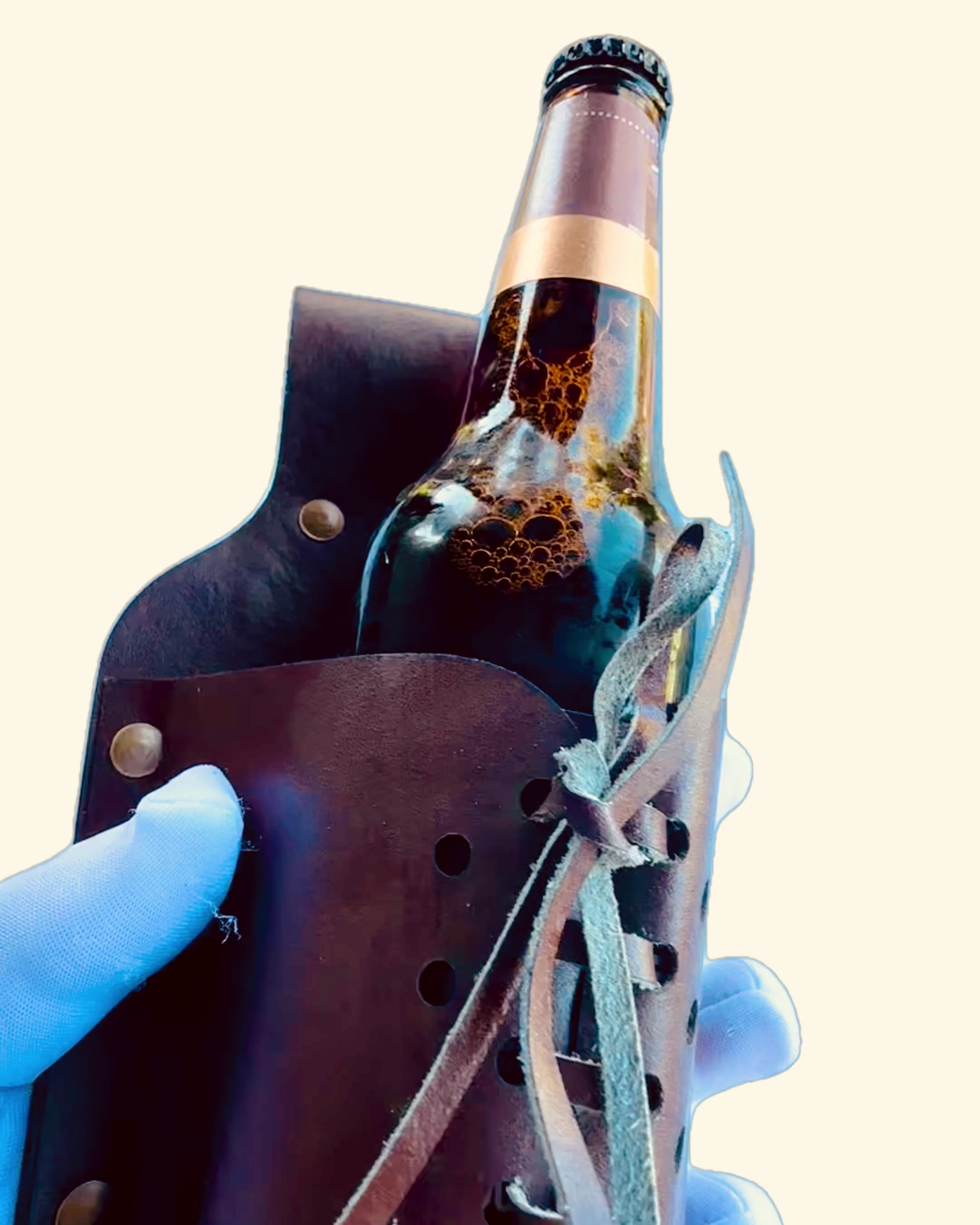 Husă din piele pentru sticlă "LeatherCraft Elegance" - posibilitate de personalizare