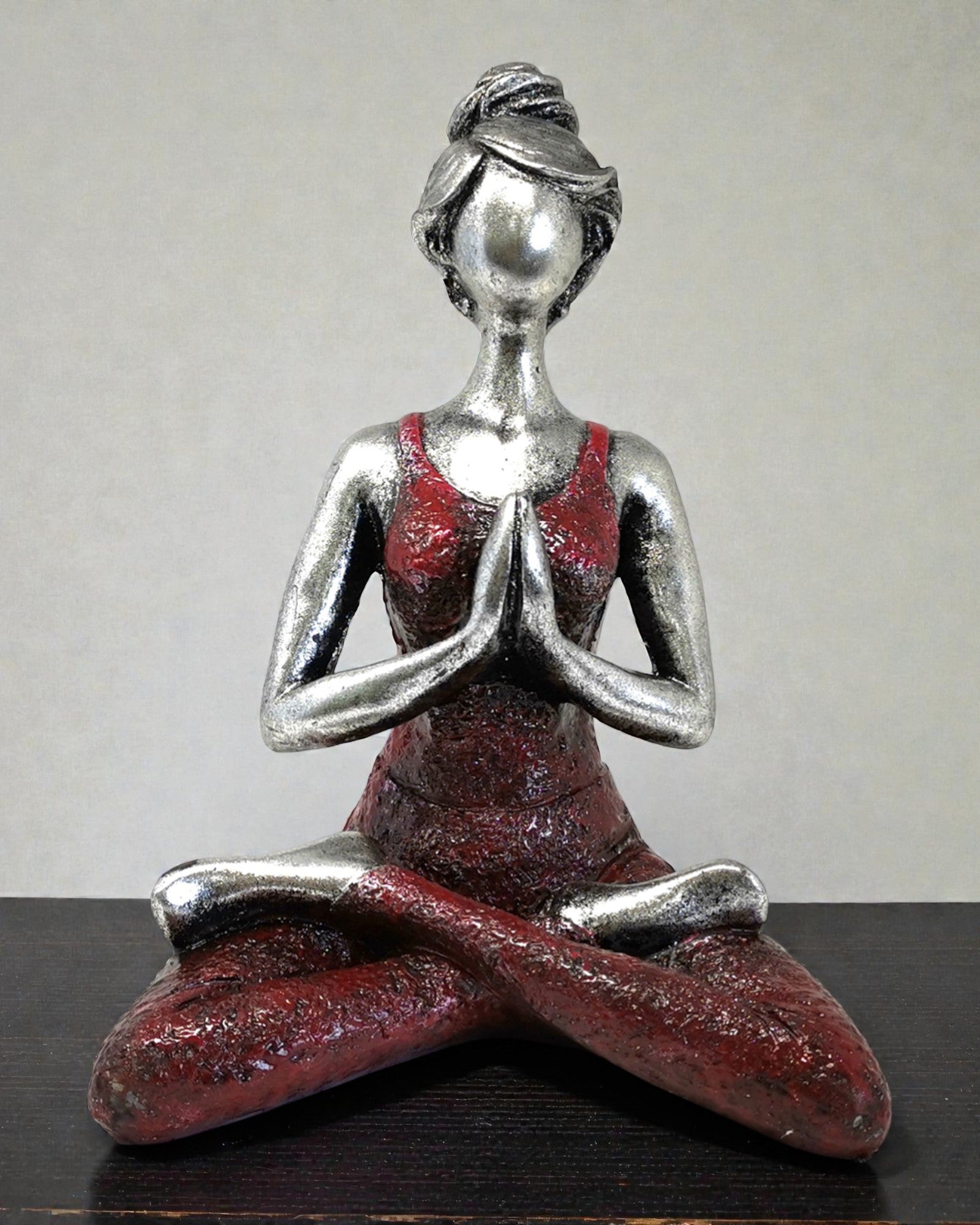 Figurka Kobiety 24 cm – Joga Srebrno-Bordowa Harmonia