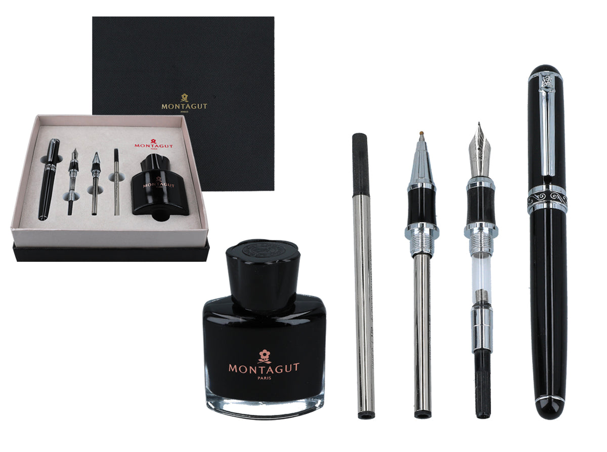 Set de scris, 20.5 x 20.5 cm, stilou, pix, creion mecanic, călimară cu cerneală