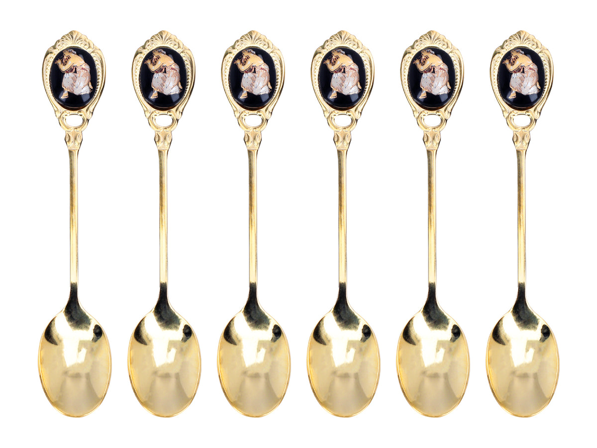 Set de 6 lingurițe placate cu aur 24K cu motiv grecesc