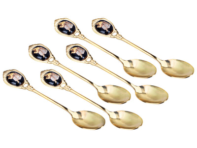 Set de 6 lingurițe placate cu aur 24K cu motiv grecesc