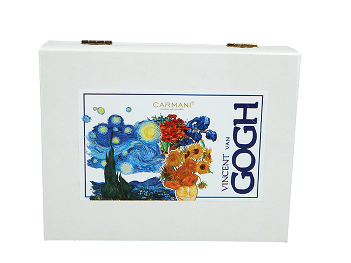 Set de 6 lingurițe placate cu aur 24K cu 1 linguriță pentru zahăr - V. van Gogh, mix, posibilitate de personalizare prin gravură, ambalaj elegant pentru cadou, dimensiuni 13 cm