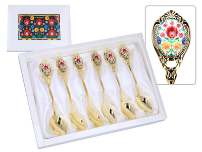 Set de 6 lingurițe, lingurițe placate cu aur 24K
