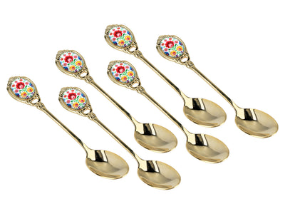 Set de 6 lingurițe, lingurițe placate cu aur 24K