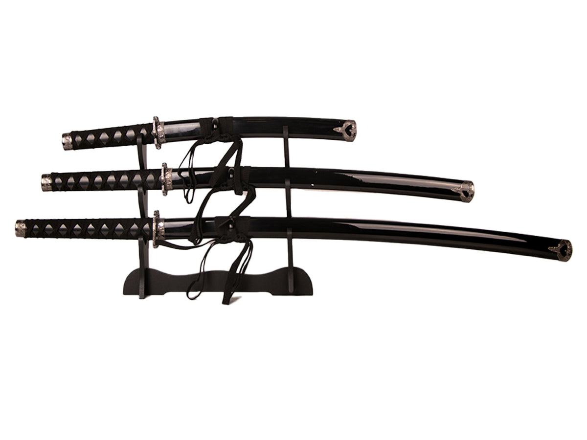 Set de 3 săbii de samurai pe suport cu posibilitate de personalizare prin gravură