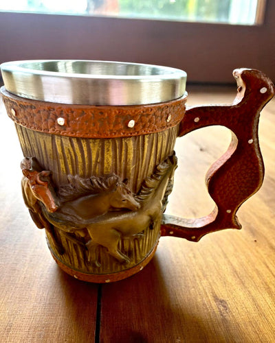 Cana cu Motiv de Cai, 330 ml, posibilitate de personalizare cu gravură pentru cadou