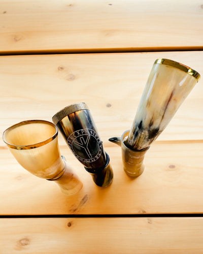 Cana din Corn "Viking Valor" - Gravură Manuală, Calitate Premium - 4 variante disponibile