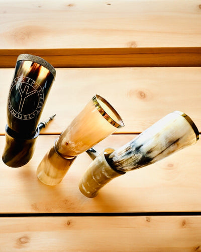 Cana din Corn "Viking Valor" - Gravură Manuală, Calitate Premium - 4 variante disponibile