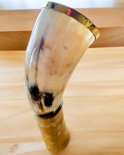 Cana din Corn "Viking Valor" - Gravură Manuală, Calitate Premium - 4 variante disponibile