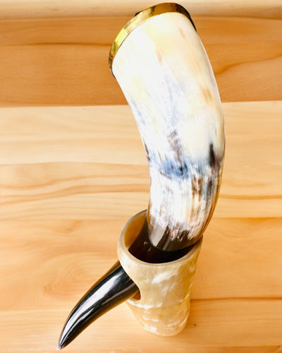 Cana din Corn "Viking Valor" - Gravură Manuală, Calitate Premium - 4 variante disponibile