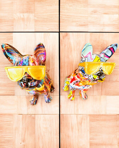 Bulldog Colorat cu Ochelari - Decorațiune Interioară Unică, figurină decorativă pentru cadou, personalizare cu gravură
