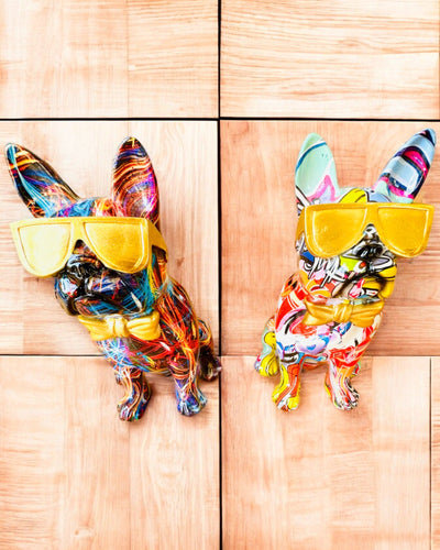 Bulldog Colorat cu Ochelari - Decorațiune Interioară Unică, figurină decorativă pentru cadou, personalizare cu gravură