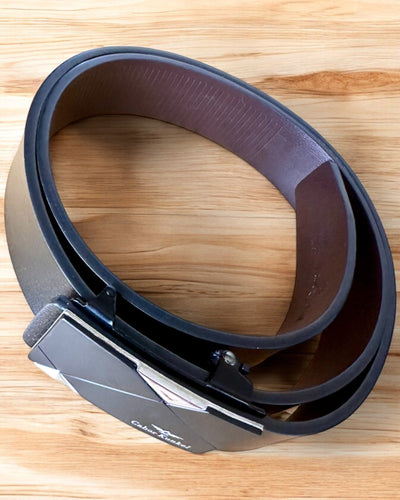 Curea Neagră Bărbați cu Cataramă Automată Cabor Kunkel, posibilitate de personalizare cu gravură pentru cadou