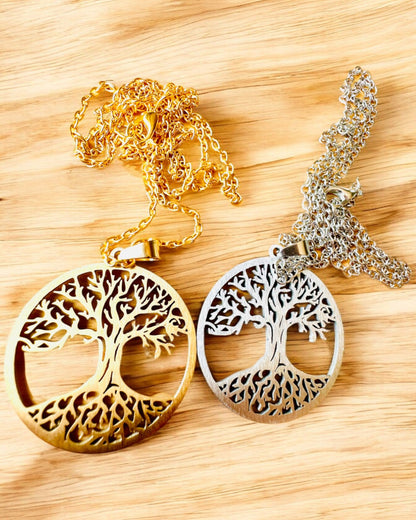 Colier "Arborele Vieții" din Oțel Inoxidabil - personalizare cu gravură, 2 variante de culoare
