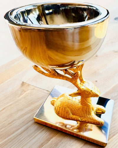 Bol decorativ Trofeu Cerb – Meșteșug din India, personalizare cu gravură