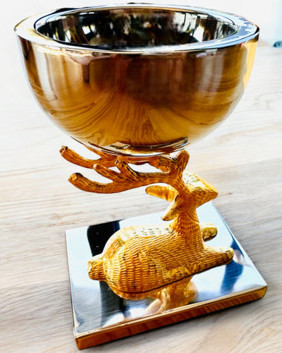 Bol decorativ Trofeu Cerb – Meșteșug din India, personalizare cu gravură