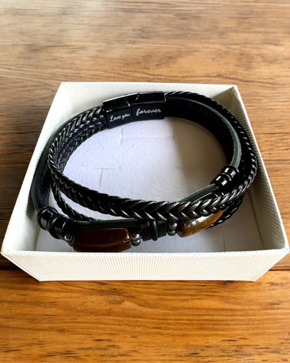 Bransoleta Męska Magnetic Love – skórzana z możliwością personalizacji grawerem na prezent